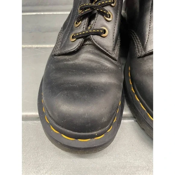 Dr. Martens 1460 Pascal Combat Boots Womens 7 Black Leather Lace Up - Picture 6 of 14